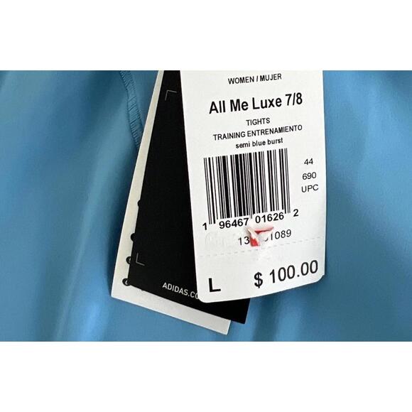 $100 Adidas All Me Luxe 7/8 Length High-Rise Leggings Blue Women’s IR7925 XL - Picture 6 of 8